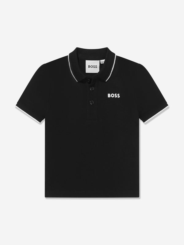 BOSS Baby Boys Logo Polo Shirt In Black