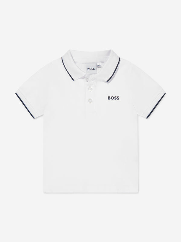 BOSS Baby Boys Logo Polo Shirt in White