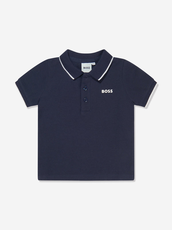 BOSS Baby Boys Logo Polo Shirt in Navy