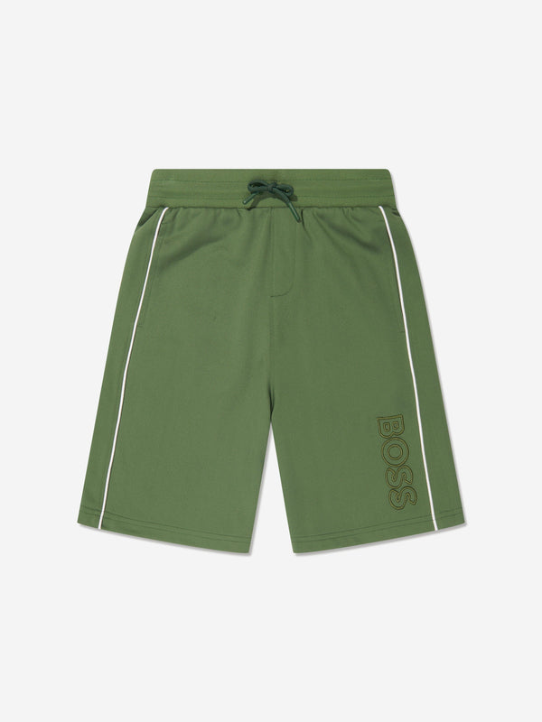 BOSS Boys Embroidered Logo Shorts in Green