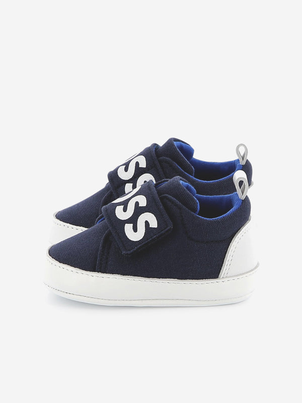 BOSS Baby Leather Pre-Walker Shoes in Navy