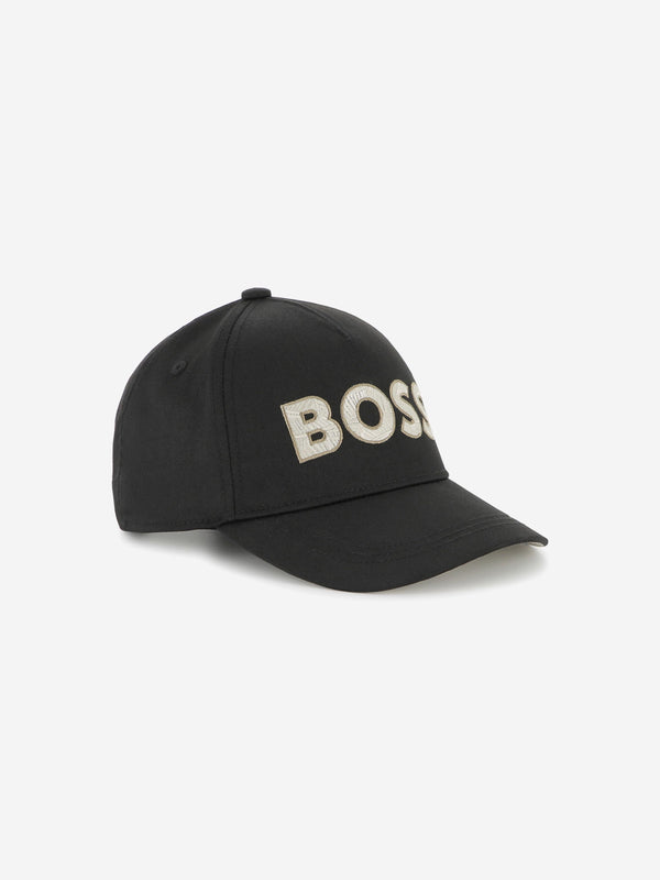 BOSS Boys Embroidered Logo Cap in Black