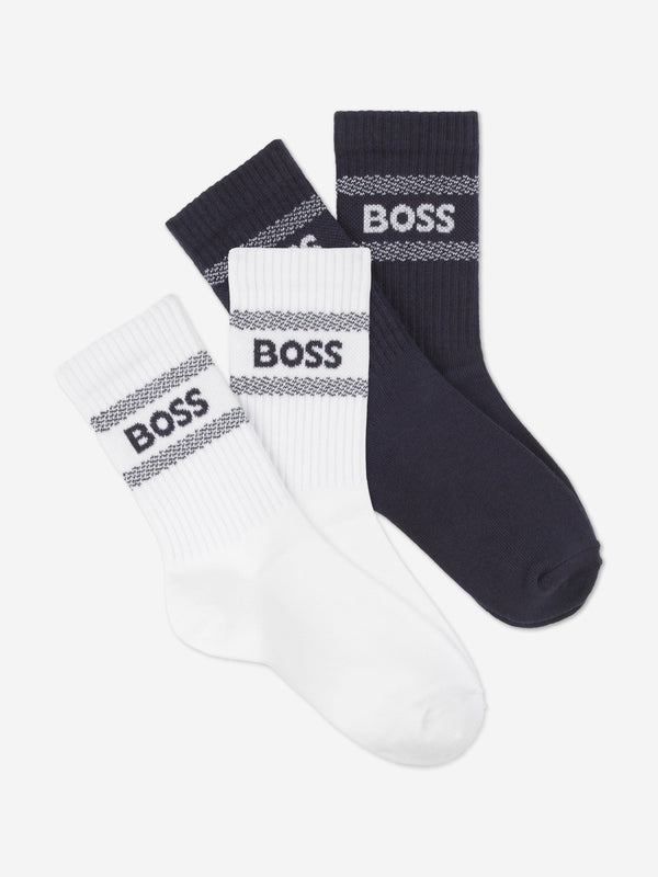 BOSS Boys Logo Socks Set (2 Pairs) in Navy