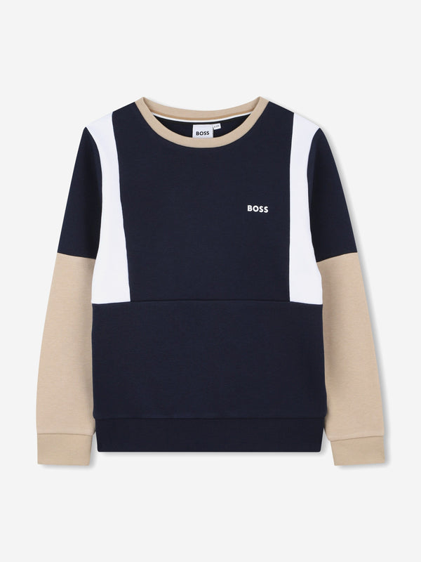 BOSS Boys Contrast Sweatshirt in Navy