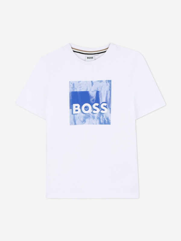 BOSS Boys Graphic Print T-Shirt in White