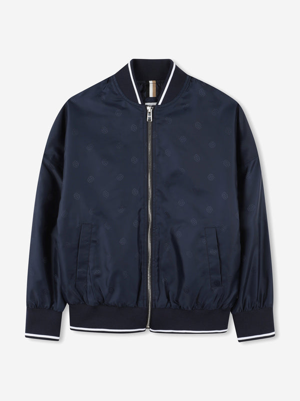 BOSS Boys Double B Jacquard Jacket in Navy