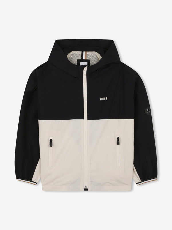 BOSS Boys Hooded Windbreaker in Black