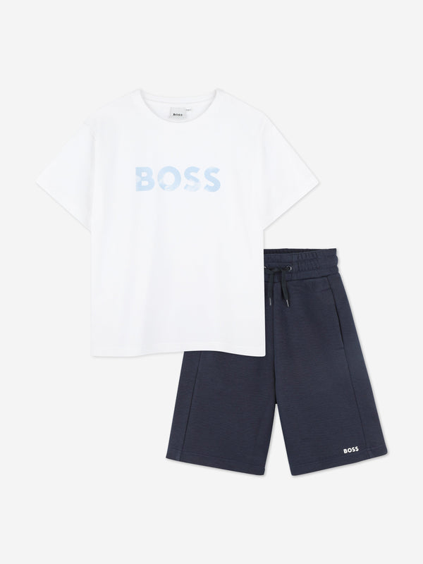 BOSS Boys Short Set in White