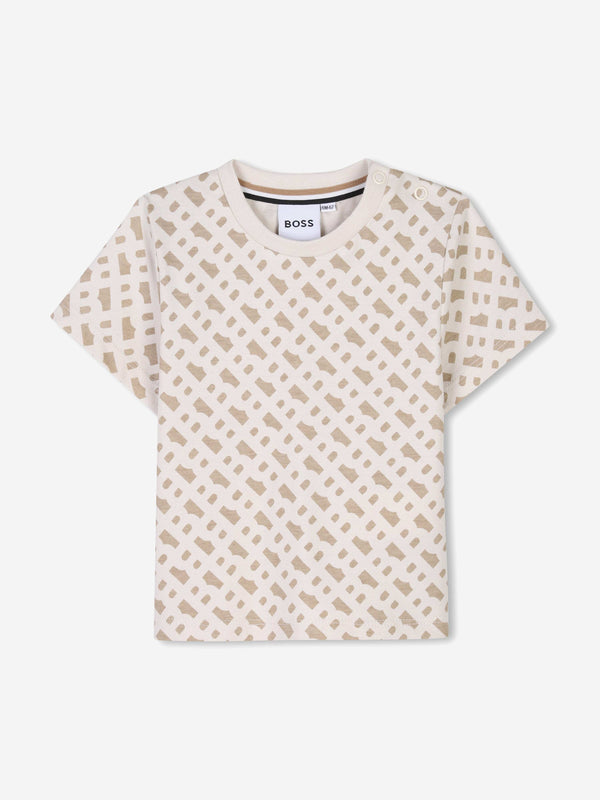 BOSS Baby Boys Monogram T-Shirt in Beige