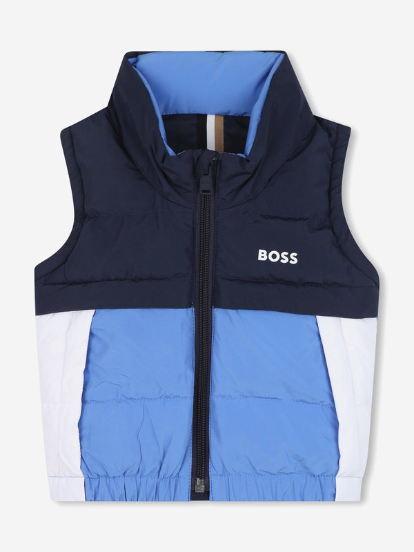 BOSS Baby Boys Down Colourblock Gilet in Navy