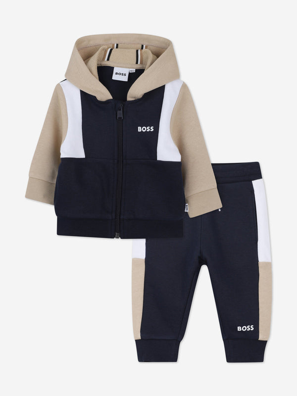 BOSS Baby Boys Colourblock Tracksuit in Navy