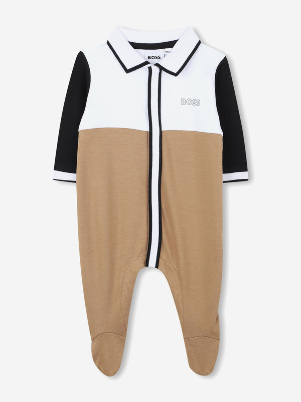 BOSS Baby Boys Colourblock Babygrow in Brown