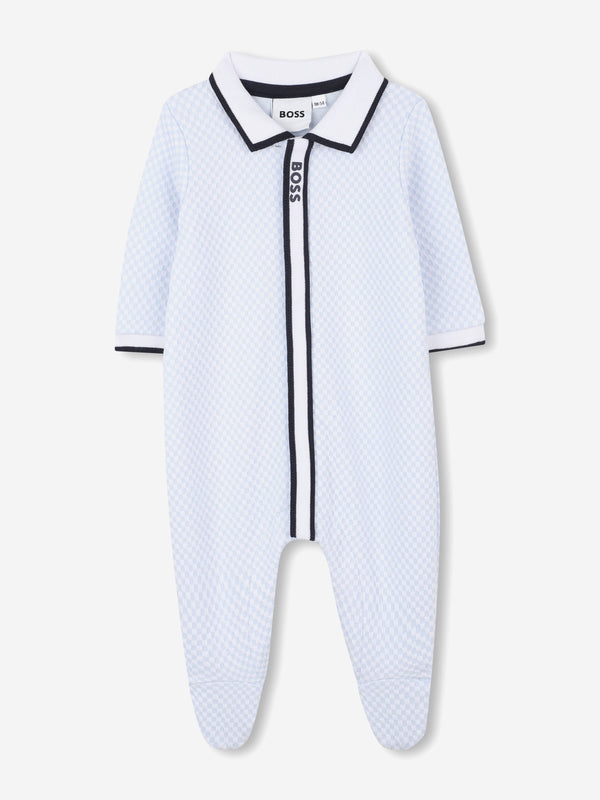 BOSS Baby Boys Polo Babygrow in Blue