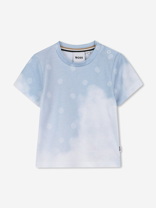 BOSS Baby Boys Cloud Print T-Shirt in Blue