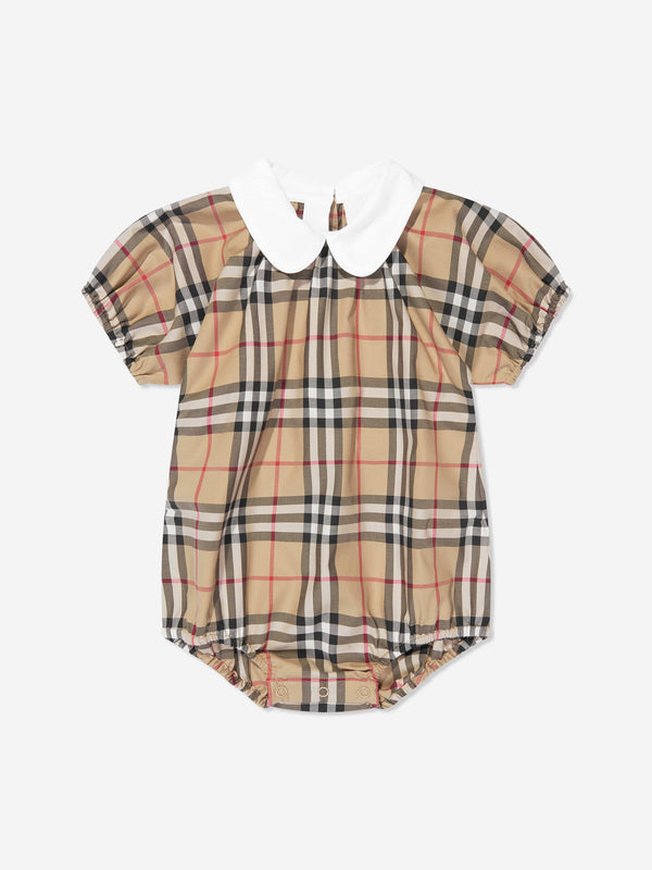 Burberry Baby Odessa Bodysuit in Archive Beige Check