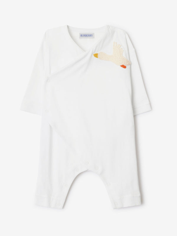 Burberry Baby Rizzo Duck Babygrow in White