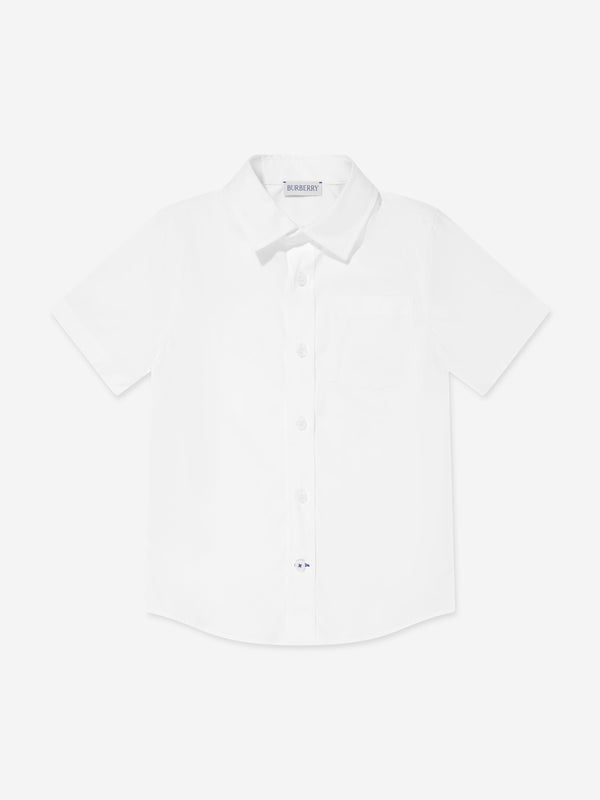 Burberry Boys Embroidered Logo Owen Shirt in White