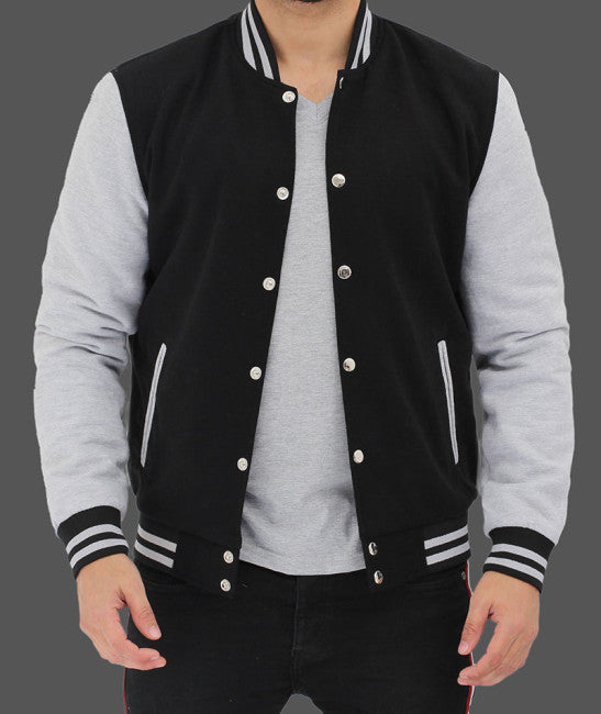 Men's black and grey letterman jacket
