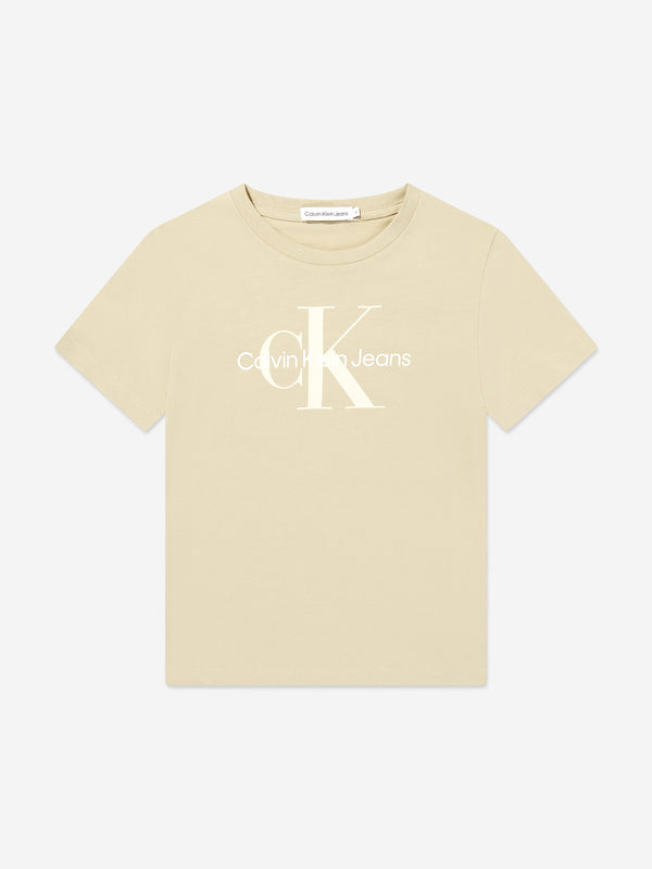 Calvin Klein Kids Monogram Logo T-Shirt in Green