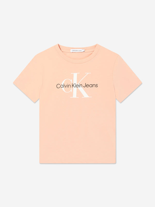 Calvin Klein Girls Monogram Logo T-Shirt in Pink