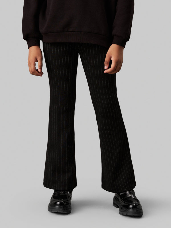 Calvin Klein Girls Pinstripe Flare Trousers in Black