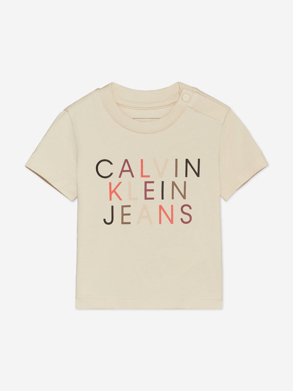 Calvin Klein Baby City Logo T-Shirt in Beige