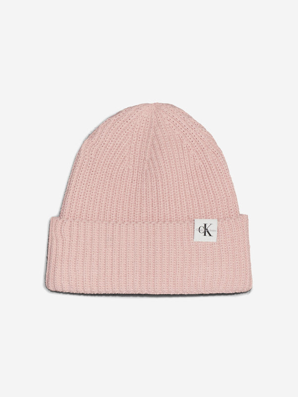 Calvin Klein Girls Monogram Rib Beanie Hat in Pink