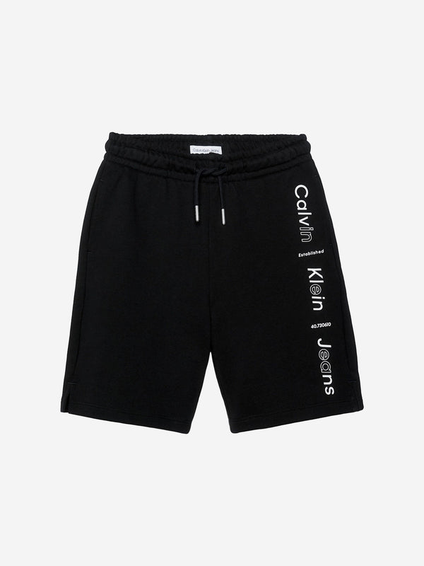 Calvin Klein Boys Maxi Logo Relaxed Shorts in Black