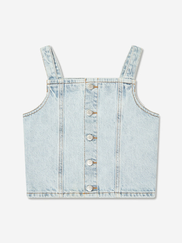 Calvin Klein Girls Strap Denim Top in Blue