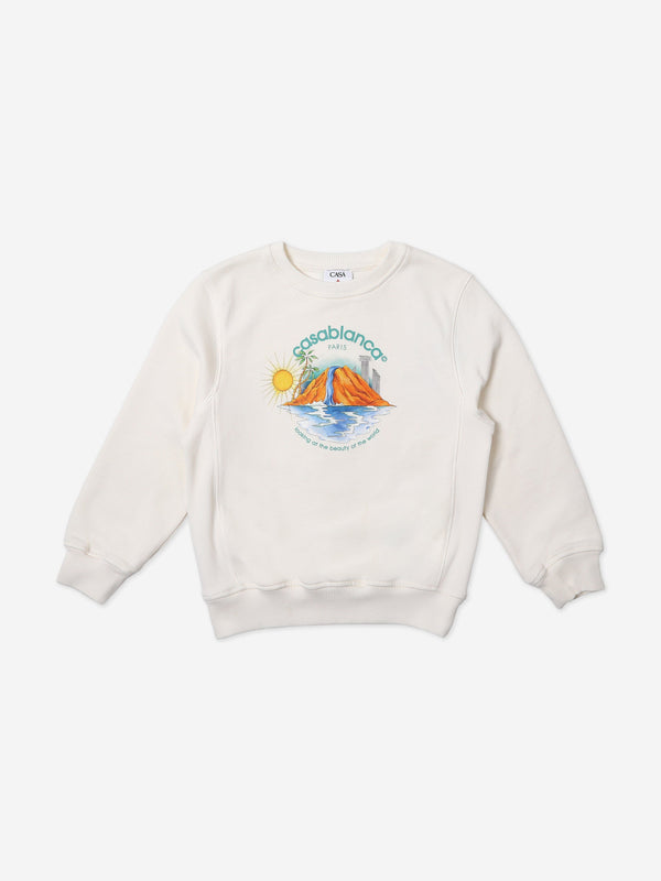 Casablanca Kids Oasis Print Sweatshirt in White