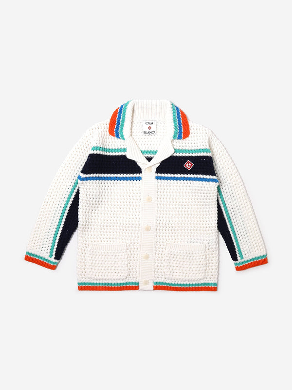 Casablanca Kids Crochet Effect Tennis Shacket in White