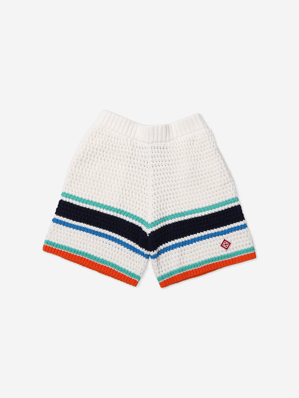 Casablanca Kids Crochet Effect Tennis Shorts in White