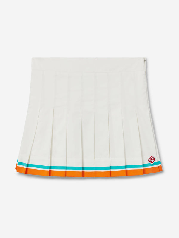 Casablanca Girls Tennis Stripe Pleated Skirt in White