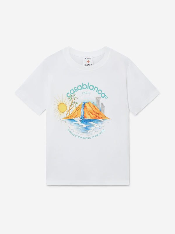 Casablanca Kids Oasis Print T-Shirt in White