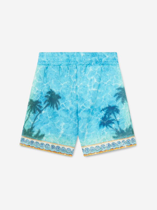 Casablanca Boys Caustics Emblem Drawstring Shorts in Blue