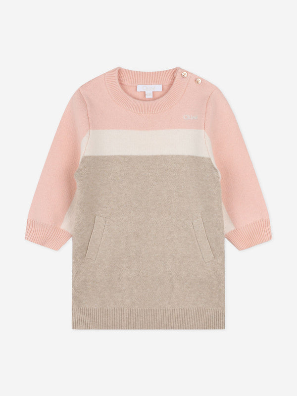 Chloé Baby Girls Knitted Logo Dress in Pink