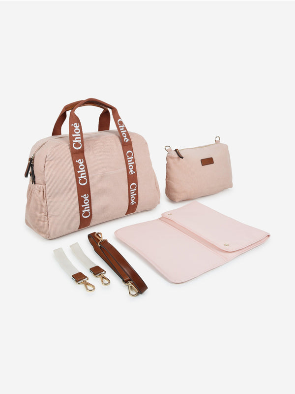 Chloé Baby Girls Corduroy Changing Bag in Pink (41cm)