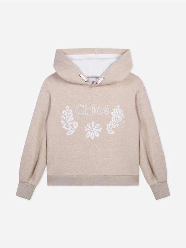 Chloé Girls Logo Hoodie in Beige