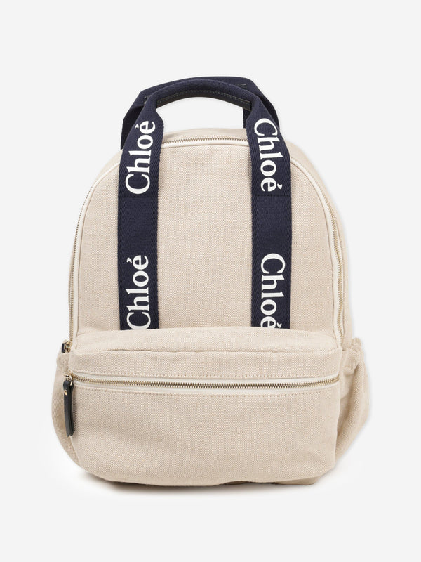 Chloé Girls Canvas Logo Backpack in Beige (36cm)