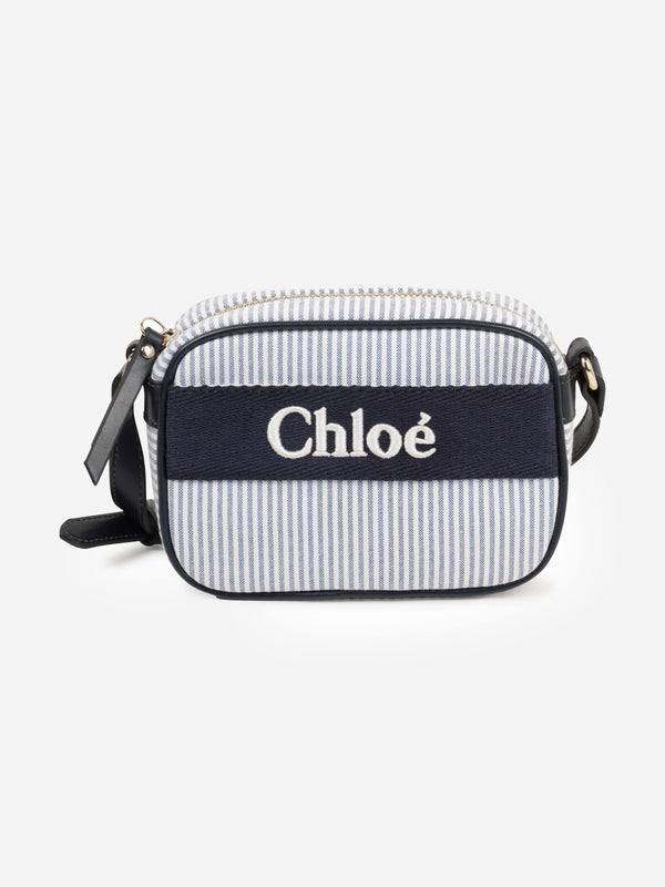 Chloé Girls Striped Shoulder Bag in Navy (16cm)