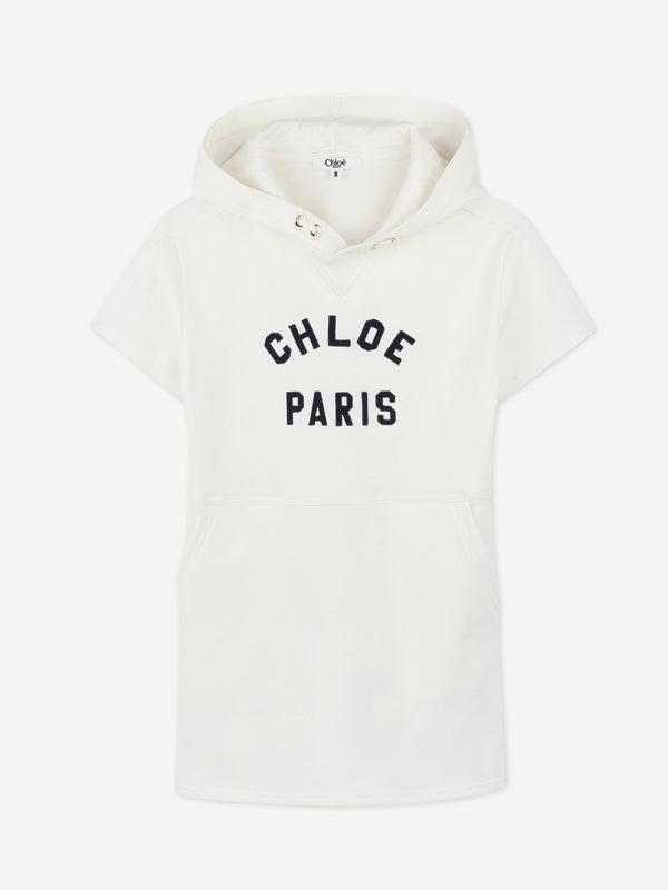 Chloé Girls Hooded Sweater Dress in Ivory