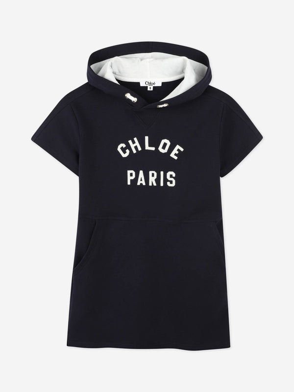 Chloé Girls Hooded Sweater Dress in Navy