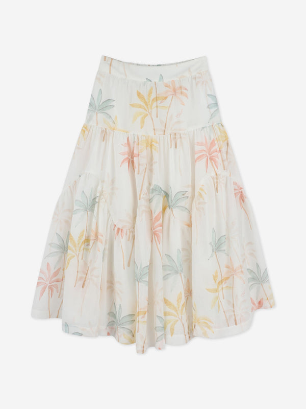 Chloé Girls Palm Grove Long Skirt in Multicolour