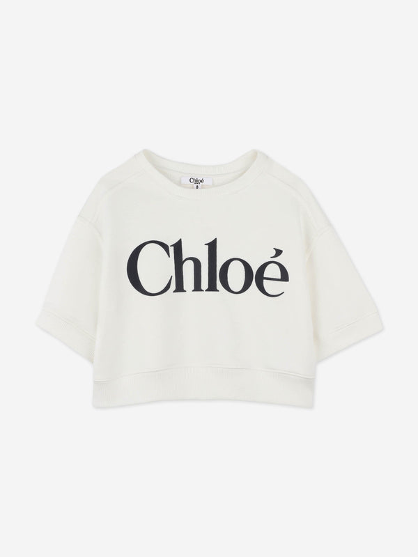 Chloé Girls Logo Sweatshirt in Ivory