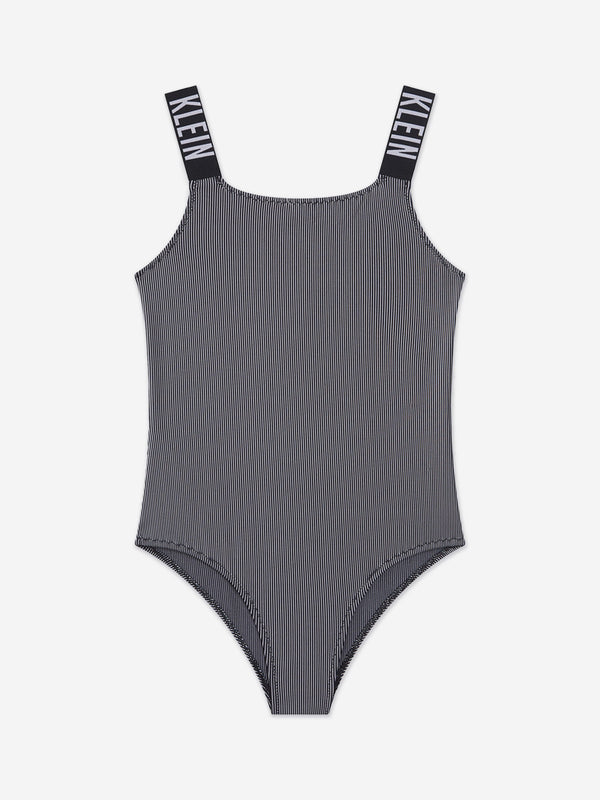 Calvin Klein Girls Logo Strap Swimsuit in Black