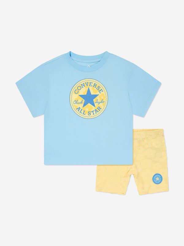 Converse Girls Chuck Patch T-Shirt And Biker Shorts Set in Yellow