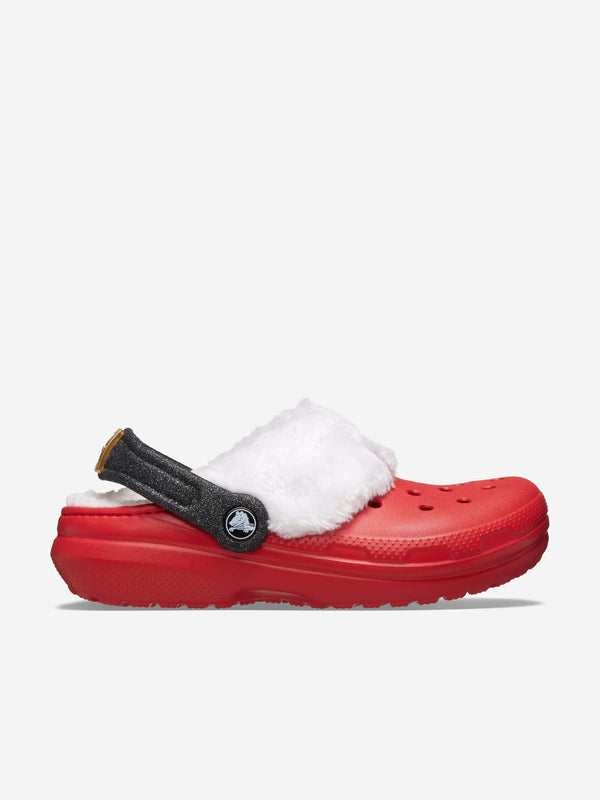 Crocs Kids Classic Lined Santa Clog in Red