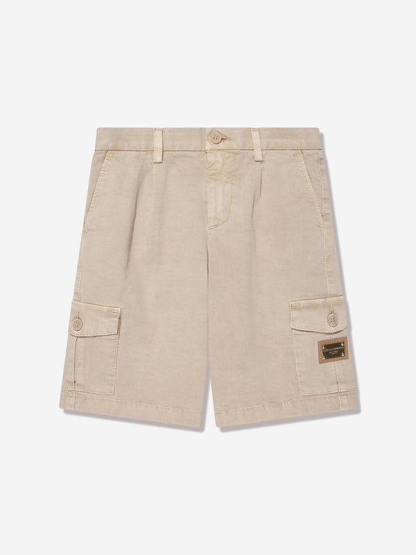 Dolce & Gabbana Boys Cargo Shorts in Beige