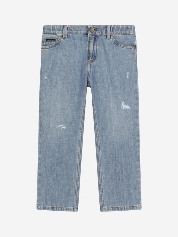 Dolce & Gabbana Boys Distressed Jeans in Blue