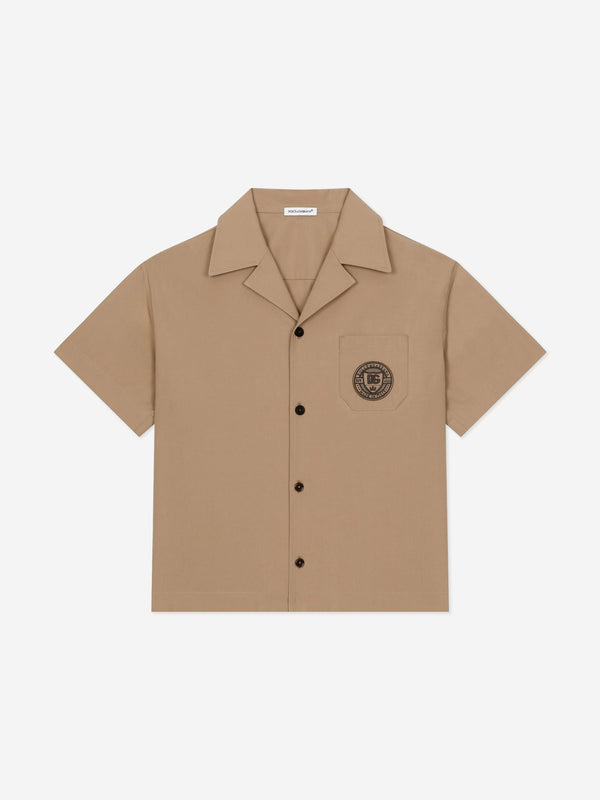 Dolce & Gabbana Boys Embroidered Pocket Shirt in Beige